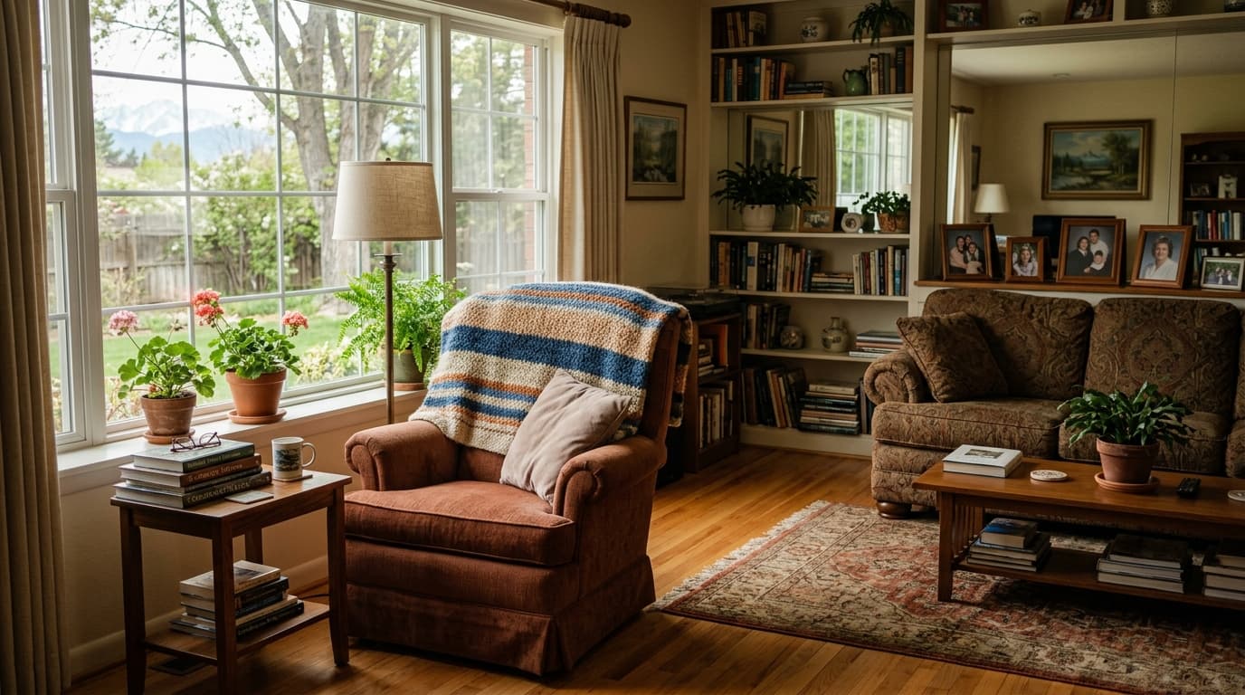 Bright, comfortable living room with clear walking paths in a Greeley home