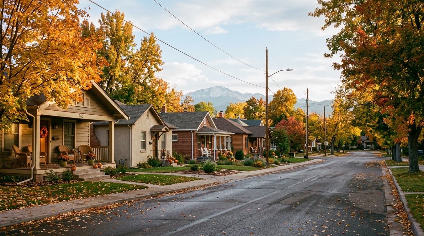Quiet tree-lined residential street in Longmont, Colorado